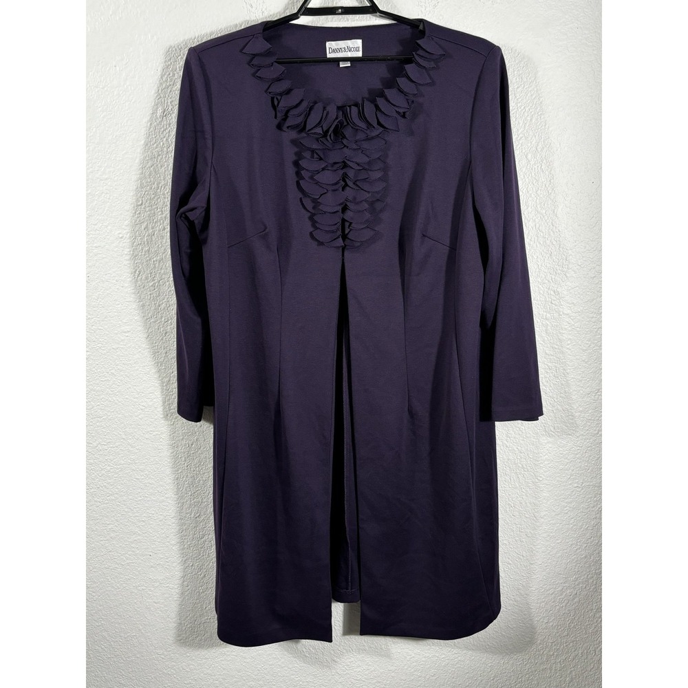 Danny‎ & Nicole Jacket Womens 20W Purple Long Sleeve Open Front Textured Trim